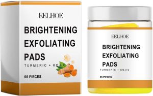 55PCS Turmeric Kojic Acid Cleansing Pads, Kojic Acid And Turmeric Pads for Unclog Pores, Dark Spots, Dull Skin, Helps Balance Skin Oil And Water - Turmeric Face Exfoliating Pads, Pores Deep Clean