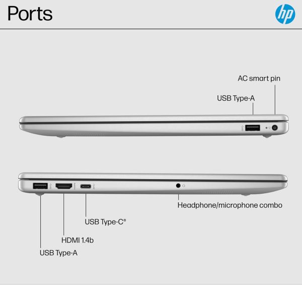 ⁦HP 15.6-inch Touchscreen Laptop, Intel Core 5 120U, FHD (1920 x 1200) Display, Wi-Fi 6, Webcam, Windows 11 Pro Copilot, w/Office 365 (16GB RAM | 1TB PCIe SSD)⁩ - الصورة ⁦5⁩