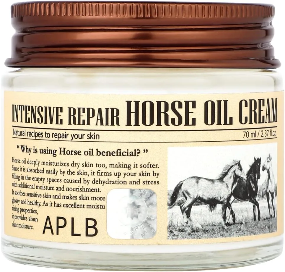 APLB Intensive Repair Horse Oil Cream Moisturizer 70ml / Korean Skin Care, Natural Jeju Horse Oil, Centella Asiatica Extract, Retain Moisture & Improve Elasticity