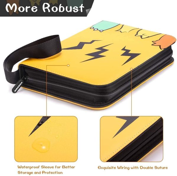 ⁦Arabest Pokemon Cards Holder, Binder for 400 Cards, Yellow, 7.1 x 1.8 x 9.4 inches⁩ - الصورة ⁦2⁩