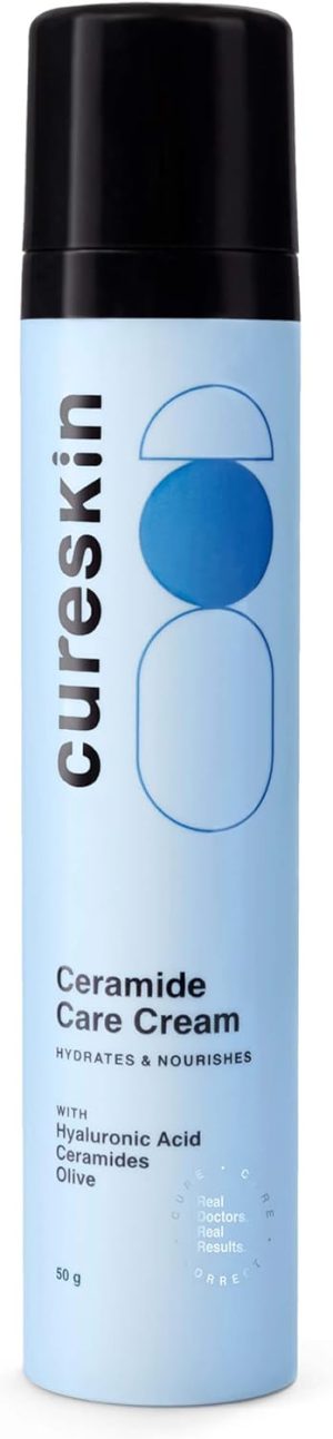 CureSkin Hyaluronic Acid & Ceramide Face Moisturizer Cream for Intense Hydration & Soft Skin, Men & Women, All Skin Types, 100 ML
