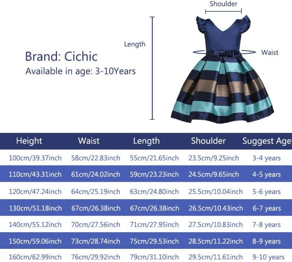 ⁦Cichic Girls Party Dress Toddler Girls' Princess Dresses for Birthday Bridesmaid Wedding Occasion Sparkly Frocks 2-12 Years Old…⁩ - الصورة ⁦3⁩