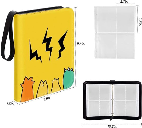 ⁦Arabest Pokemon Cards Holder, Binder for 400 Cards, Yellow, 7.1 x 1.8 x 9.4 inches⁩ - الصورة ⁦5⁩