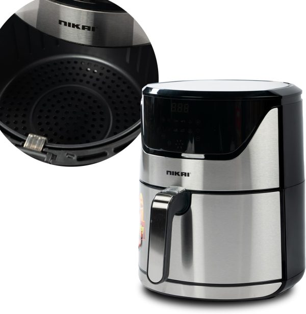 ⁦Nikai 6 Liter Digital Air Fryer, 1800 Watts, Auto Cut Off, Non-Stick Coating Pan, 60 min. timer, Detachable Frying Basket - NAF688DS⁩ - الصورة ⁦4⁩