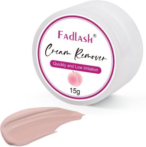 FADLASH Lash Extension Remover 15g Cream Eyelash Extension Remover Quickly and Low Irritation Lash Remover for Lash Extensions Sensitive Skin Eyelash Glue Remover for Salon Lash Glue Remover (Peach)