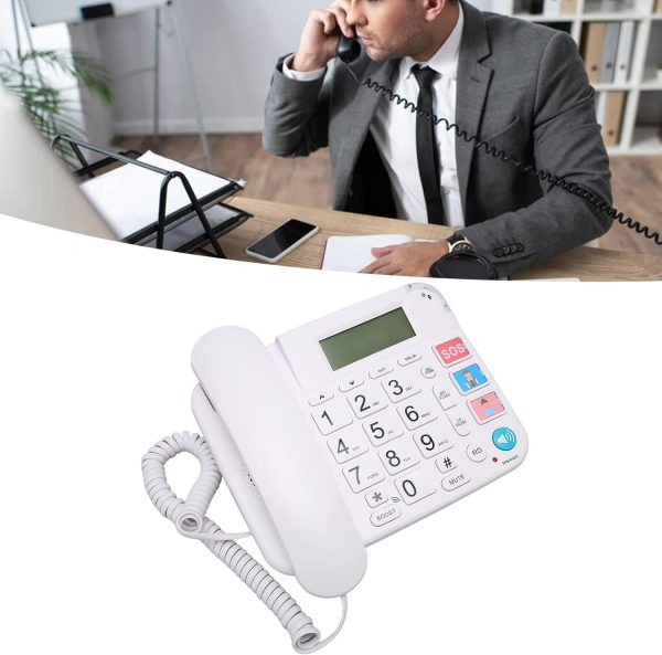 ⁦Corded Landline, Big Button Phone Volume Adjustment LCD Display Plug and Play Noise Reduction with Speaker for Elderly⁩ - الصورة ⁦3⁩