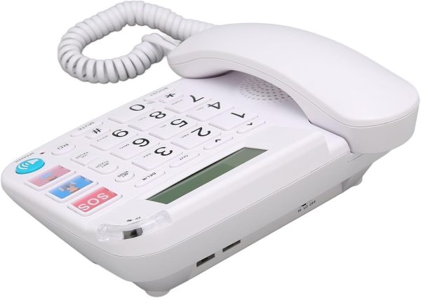⁦Corded Landline, Big Button Phone Volume Adjustment LCD Display Plug and Play Noise Reduction with Speaker for Elderly⁩ - الصورة ⁦5⁩