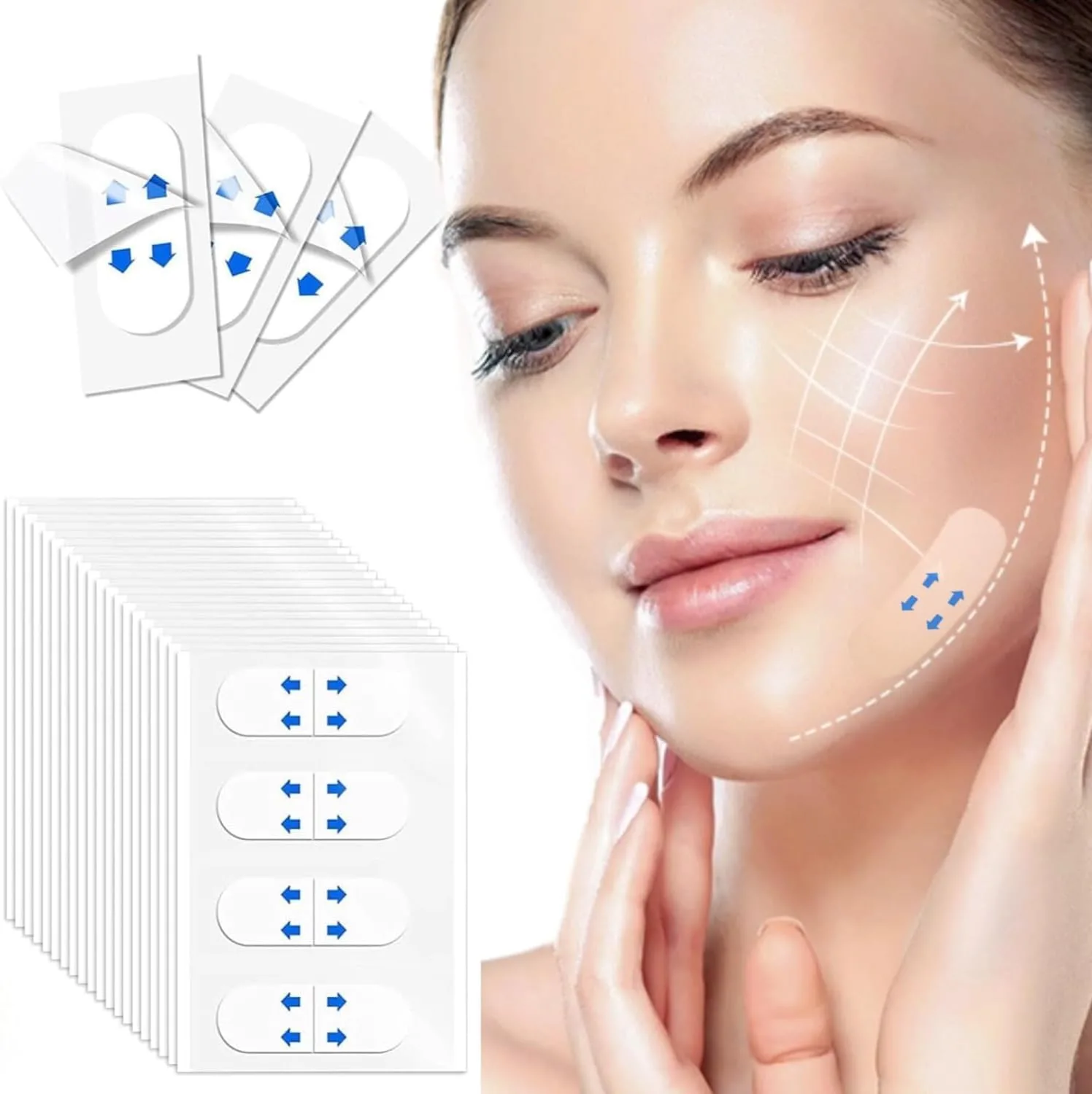 200 Pcs Face Lift Tape, Facelift Tape for Face Invisible, Creates v-Shaped Face, Makeup Face Lift Tools for Lifting Eyes Neck Double Chin