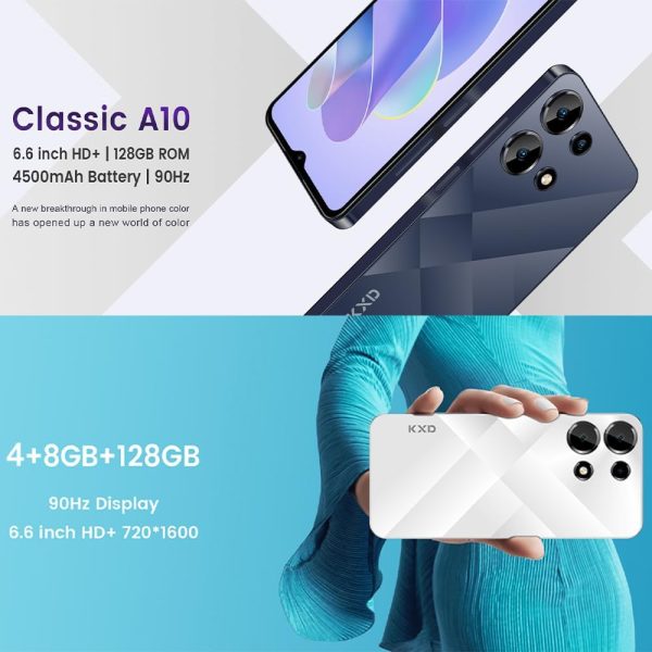 ⁦Android Smartphone KXD A10, 12GB(4+8) RAM, 128GB ROM, 6.6 Inch, 4500mAh with 4G Network, Dark Blue, Android 13 OS⁩ - الصورة ⁦5⁩