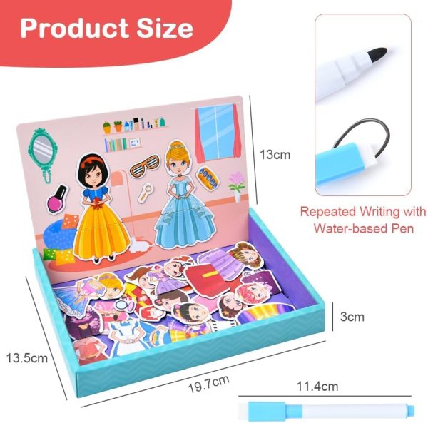 ⁦Azonee Princess Magnetic Dress-Up Play Set - Educational Puzzle Toy for Kids - Fine Motor Skills, Creativity, Imagination Learning Game for Ages 8+, Durable Dolls & Assorted Costumes⁩ - الصورة ⁦6⁩