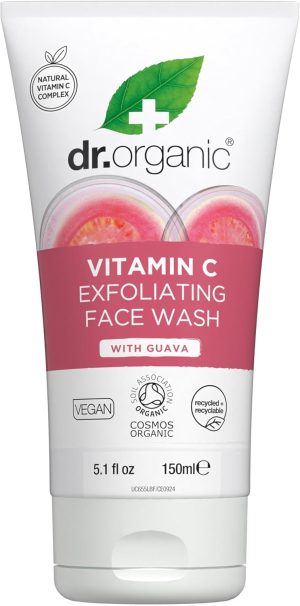 Dr Organic, Organic Guava Exfoliating Face Wash, Vitamin C, Natural, Vegan, Cruelty Free, Paraben & SLS Free, 150ml