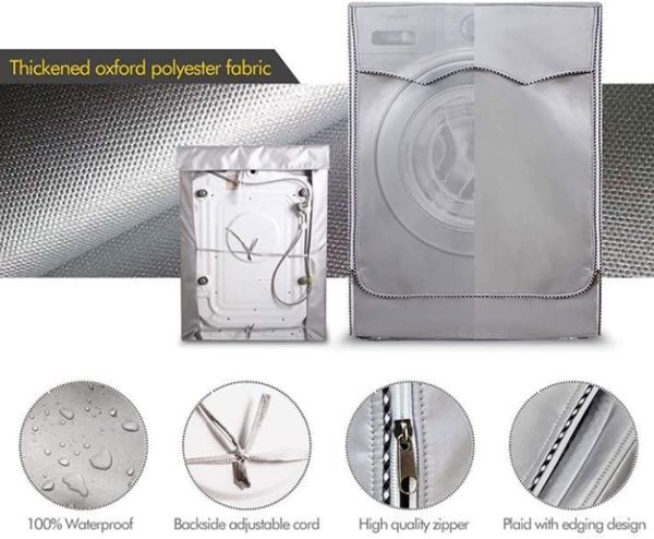 ⁦YTOOK Washing Machine Cover, Washer Dryer Dustproof Waterproof Protection Case Cover Sunscreen with Zipper for Front Load Washer Protection⁩ - الصورة ⁦2⁩