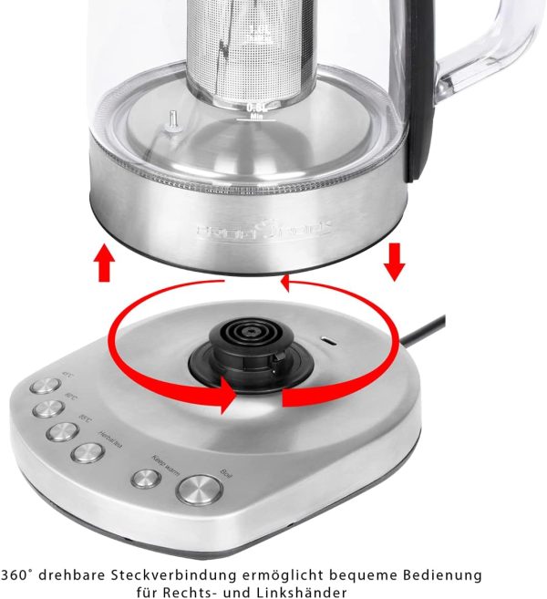 ⁦Profi Cook PC-WKS 1167G 1.5L 2200W WiFi Tea Maker Kettle, Stainless Steel, Berry⁩ - الصورة ⁦6⁩