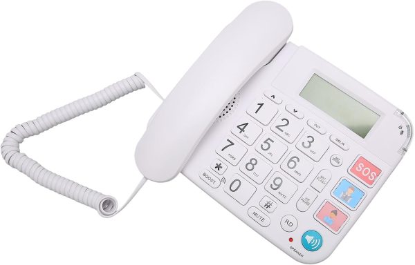 ⁦Corded Landline, Big Button Phone Volume Adjustment LCD Display Plug and Play Noise Reduction with Speaker for Elderly⁩ - الصورة ⁦7⁩