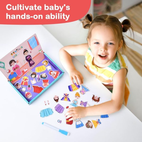 ⁦Azonee Princess Magnetic Dress-Up Play Set - Educational Puzzle Toy for Kids - Fine Motor Skills, Creativity, Imagination Learning Game for Ages 8+, Durable Dolls & Assorted Costumes⁩ - الصورة ⁦4⁩
