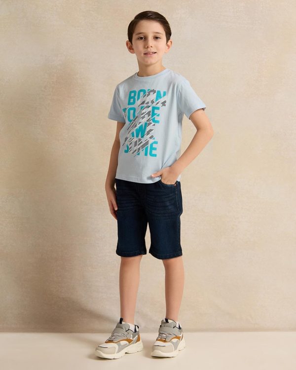 ⁦REDTAG Boys Blue Printed T-shirt⁩ - الصورة ⁦3⁩
