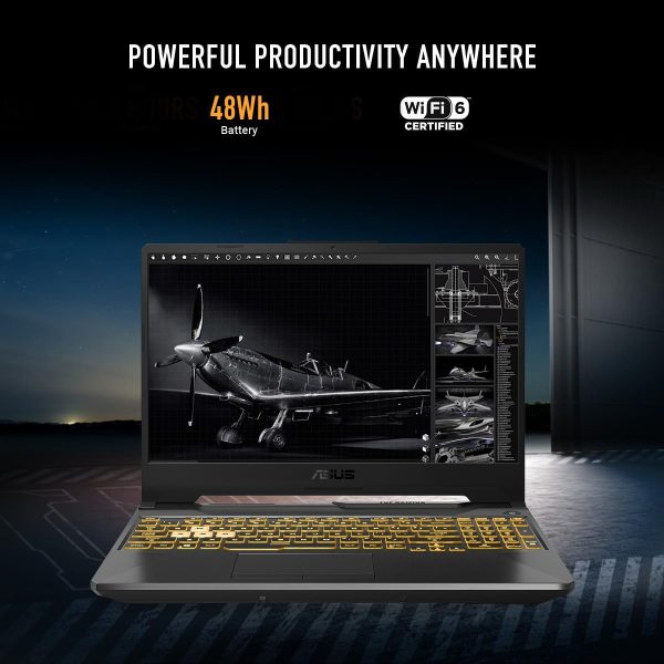⁦اسس لابتوب العاب تي يو اف A15 (2024) بشاشة 15.6 انش FHD 144Hz وانفيديا® جيفورس RTX™ 3050 وAMD رايزن 5 7535HS و8GB DDR5 و512GB PCIe® الجيل الرابع NVME SSD وواي فاي 6 وويندوز 11 FA506NC-ES51⁩ - الصورة ⁦5⁩