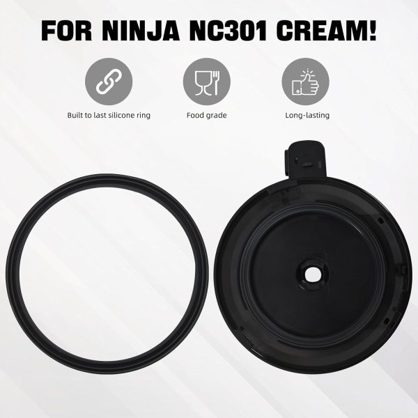 ⁦Ice Cream Maker Outer Bowl Lid for Ninja NC301, NC299AMZ, NC300, NC201, NC101 Series (No Paddle) – Replacement Ice Cream Maker Accessory, Compatible with Ninja NC Series for Home Use (Black)⁩ - الصورة ⁦5⁩