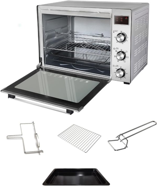 ⁦Electric oven with rotisserie, 2600W, 60 Liter oversized Capacity Toaster Oven with Crumb Tray, New Ultra-Fast Convection System, Temperature 70-250℃ adjustable⁩ - الصورة ⁦7⁩