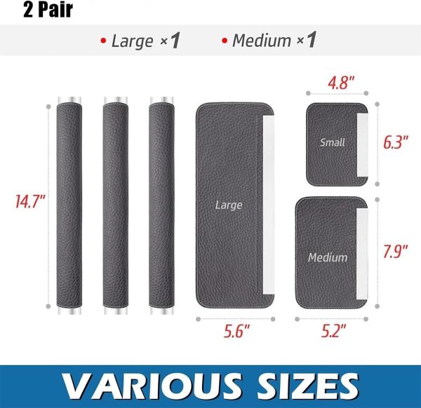⁦ALMEKAQUZ 2 Pairs Refrigerator Door Handle Covers, Oiler Handle Covers, Oven Door Handle Covers, Office Door Handle Covers, Handmade Decor Protector for Fridge, Ovens, Dishwashers, Large, Medium (Blac⁩ - الصورة ⁦2⁩