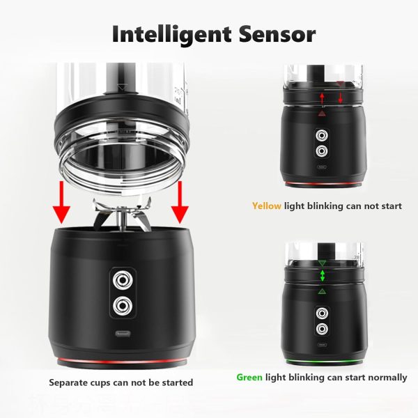⁦ZUERST Personal Size Hand Blender, Mini Travel Smoothie Maker With Lid Straw, Wireless Portable, 700ml, Black⁩ - الصورة ⁦6⁩