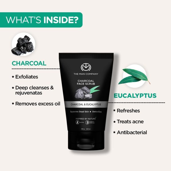 ⁦The Man Company Charcoal Face Care Kit with Peel Off Mask, Face Wash & Face Scrub | Nourishes Skin, Tan Removal, Glowing Skin - Gift Set of 3⁩ - الصورة ⁦6⁩