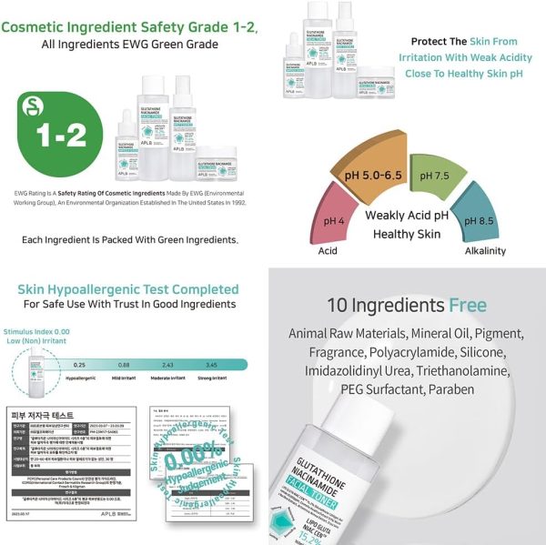 ⁦APLB Glutathione Niacinamide Facial Toner | LIPO GLUTA NIAC CEN™ 15.2% 5.41 FL.OZ/Korean Skincare, Replenishing moisture, Revitalize for gentle and improve skin texture through Niacinamide⁩ - الصورة ⁦7⁩