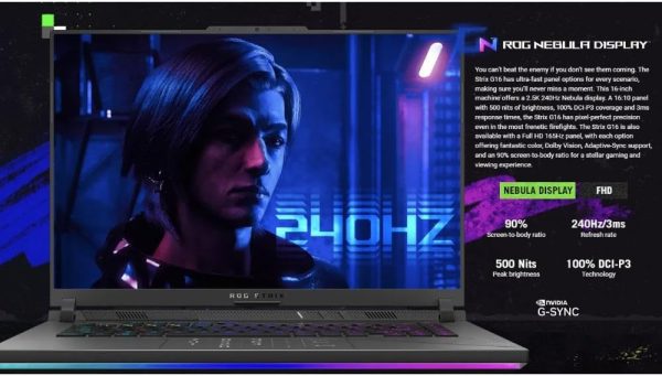 ⁦لابتوب اسوس روج ستريكس G16 G614JV-I7161G انتل كور I7-13650HX وRAM 16 جيجا|SSD 1 تيرا WUXGA بوصة 165 هرتز RTX4060 8 جيجا|TGP 140 واط|ويندوز 11|لوحة مفاتيح إنجليزي عربي اضاءة خلفية RGB بـ4 مناطق⁩ - الصورة ⁦3⁩
