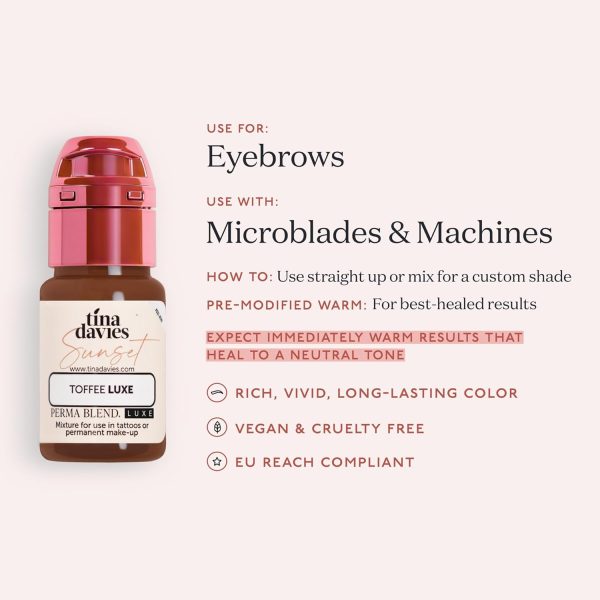 ⁦Tina Davies Toffee Brow Luxe Pigment, Permanent Eyebrow Makeup - Colours Heal True to Tone, 1/2 oz Bottle⁩ - الصورة ⁦5⁩