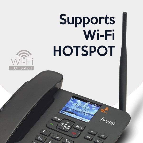 ⁦هوائي تي ان سي F5 4G بشاشة LCD ملونة عالي الاداء وقابل للفصل يدعم 4G فولت و3G و2G وراديو اف ام وبلوتوث وقرص سريع 4 ذاكرة مباشرة ومنبه وآلة حاسبة اساسية من بيتل (اسود)⁩ - الصورة ⁦4⁩