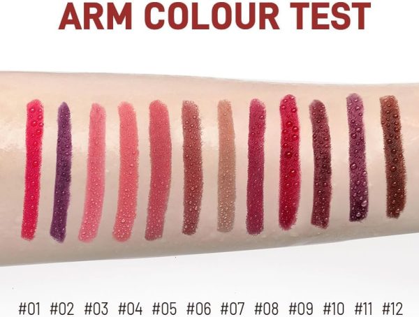 ⁦12 Piece Waterproof Liquid Lipstick Set, Long Lasting Matte Lipsticks, High Pigment Cream Lipsticks, Smooth Texture, Makeup Gift Box for Women, Includes 12Pcs Lip Liner Pencils, Assorted Colors⁩ - الصورة ⁦5⁩