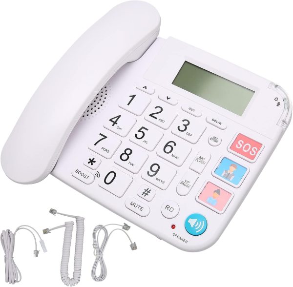 ⁦Corded Landline, Big Button Phone Volume Adjustment LCD Display Plug and Play Noise Reduction with Speaker for Elderly⁩ - الصورة ⁦6⁩