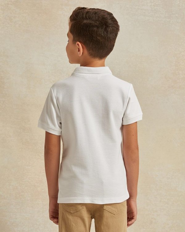 ⁦REDTAG Boys White Polo T-Shirt⁩ - الصورة ⁦3⁩
