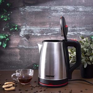 غلاية كهربائية ستانلس ستيل من جيباس، فضي/أسود، 1.8 لتر، Gk38042