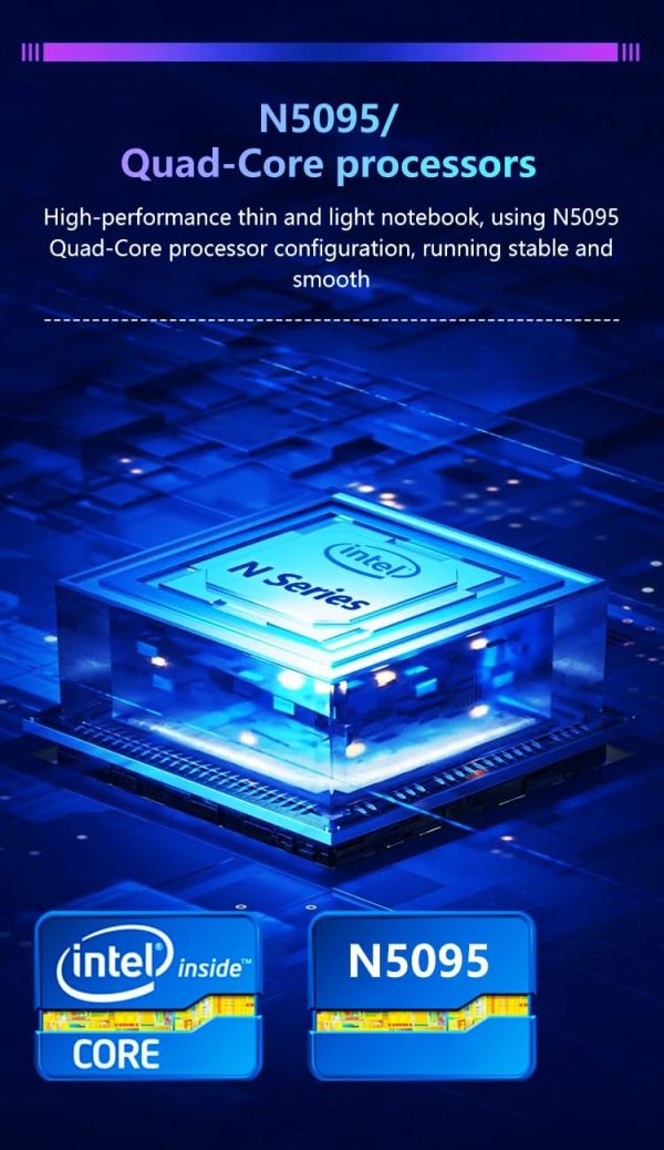 ⁦لابتوب 16 انش، انتل سيليرون N5095 رباعي النواة 2.0GHz، 8GB DDR4، 256GB SSD، شاشة FHD IPS، ويندوز 11، خفيف الوزن ومحمول، كاميرا ويب، واي فاي، بلوتوث، فتح بصمة الاصبع، مثالي للعمل والدراسة⁩ - الصورة ⁦4⁩