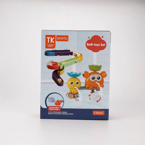 ⁦OR OR TU Baby Bath Toys for 1 2 3 4+ Year Olds, Toddler Kids Bath Toy with Suction Cups Slide Track Bathtub Toy, Watermill Rotating Water Toys Baby Bath Shower Swimming Toys⁩ - الصورة ⁦9⁩