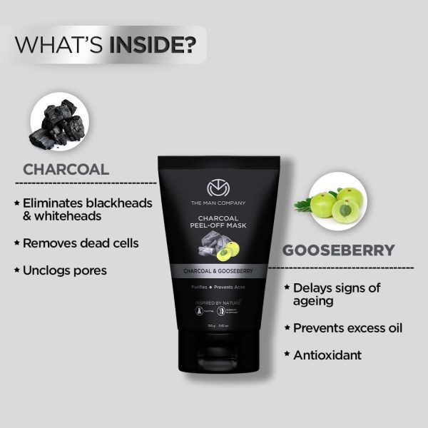 ⁦The Man Company Charcoal Face Care Kit with Peel Off Mask, Face Wash & Face Scrub | Nourishes Skin, Tan Removal, Glowing Skin - Gift Set of 3⁩ - الصورة ⁦5⁩