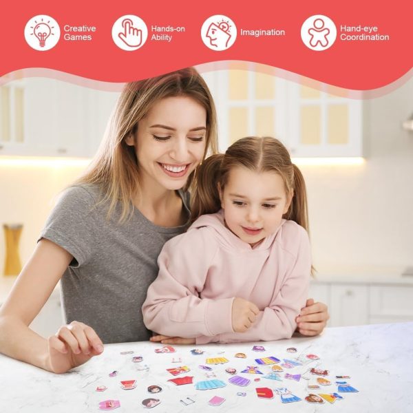 ⁦Azonee Princess Magnetic Dress-Up Play Set - Educational Puzzle Toy for Kids - Fine Motor Skills, Creativity, Imagination Learning Game for Ages 8+, Durable Dolls & Assorted Costumes⁩ - الصورة ⁦7⁩