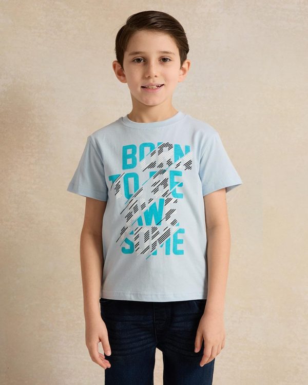 ⁦REDTAG Boys Blue Printed T-shirt⁩ - الصورة ⁦2⁩