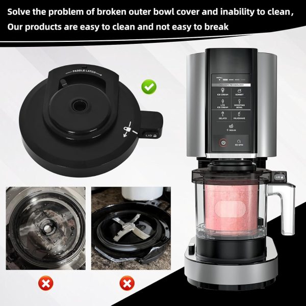 ⁦Ice Cream Maker Outer Bowl Lid for Ninja NC301, NC299AMZ, NC300, NC201, NC101 Series (No Paddle) – Replacement Ice Cream Maker Accessory, Compatible with Ninja NC Series for Home Use (Black)⁩ - الصورة ⁦4⁩