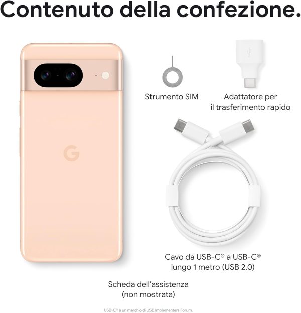 ⁦جوال جوجل بيكسل 8 شبكة الجيل الخامس 5G ثنائي شرائح الاتصال غير مقفل (شريحة نانو اتصال إلكترونية) ذكي اندرويد 6.2 بوصة (ذاكرة 128GB + RAM 8GB وردي)⁩ - الصورة ⁦11⁩