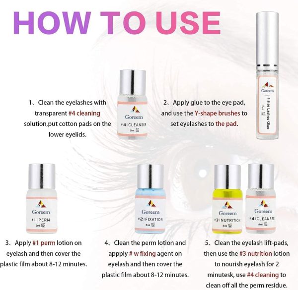 ⁦Goreem Eyelash Lift Kit, Eyelash Perm Kit Ciliary Extender For Professional Semi-Permanent Curly Perm Wave For Salon⁩ - الصورة ⁦3⁩