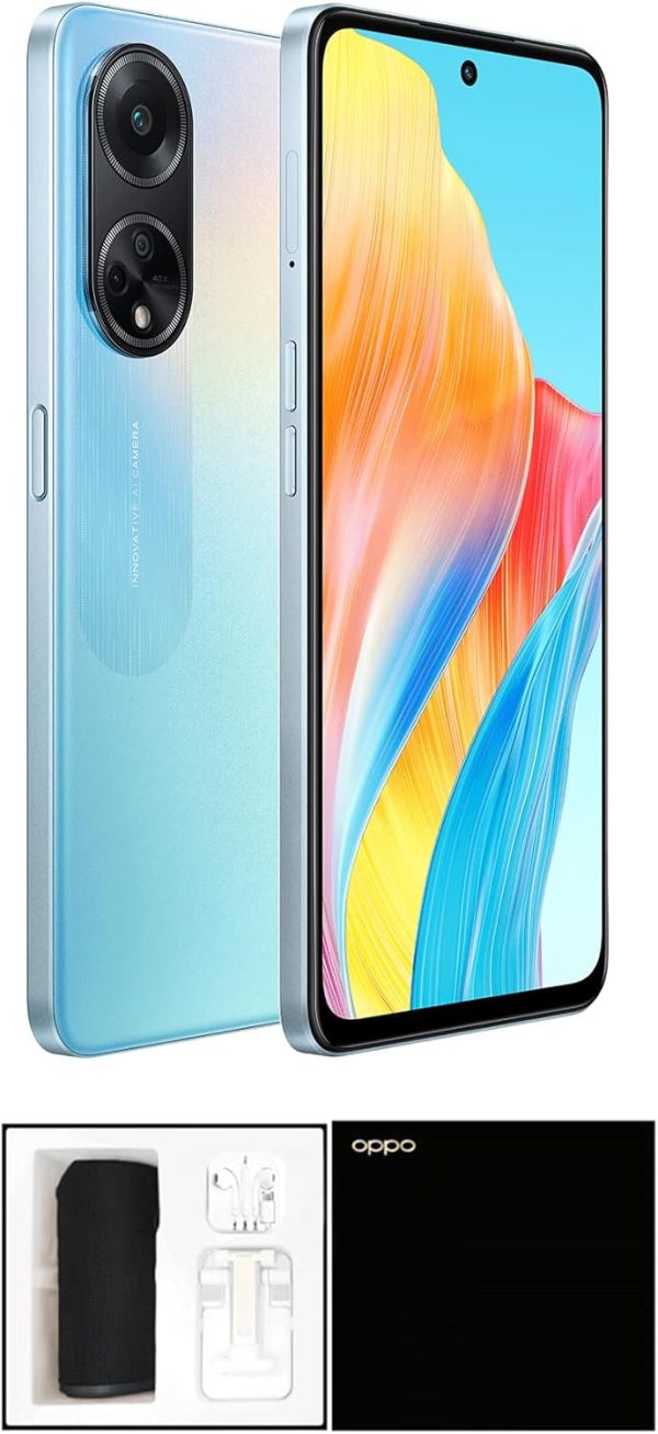 ⁦جوال اوبو A98 5G ثنائي شرائح الاتصال 8+8 جيجابايت رام 256 جيجابايت روم 120هرتز بنظام اندرويد مع بطارية 5000 ميلي امبير في الساعة وشاحن سوبر فوك 67 واط وصندوق سماعات، وشاشة 6.72 بوصة، لون دريمي بلو⁩ - الصورة ⁦9⁩