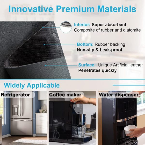 ⁦Cuttable Refrigerator Drip Catcher for Fridge Water Dispenser, Absorbent Drip Tray, Absorbent Pad for Refrigerator Drip, Refrigerator Accessories for Whirlpool, GE, Samsung (Rectangular - 2pcs)⁩ - الصورة ⁦5⁩