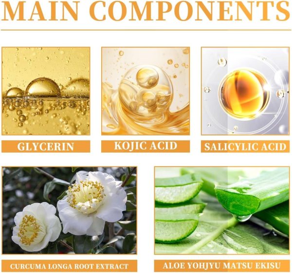 ⁦55PCS Turmeric Kojic Acid Cleansing Pads, Kojic Acid And Turmeric Pads for Unclog Pores, Dark Spots, Dull Skin, Helps Balance Skin Oil And Water - Turmeric Face Exfoliating Pads, Pores Deep Clean⁩ - الصورة ⁦6⁩