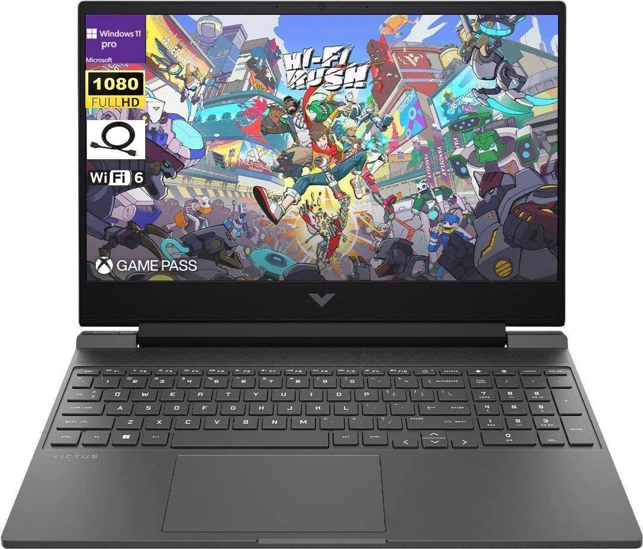 HP لابتوب العاب فيكتس 15.6 انش FHD 15.6 انش، معالج AMD رايزن 5 7535HS، راديون RX 6550M (يتفوق على نفيديا جيفورس RTX 3050)، 8GB RAM 512GB SSD، كيبورد باضاءة خلفية، ويندوز 11 برو، فضي ميكا