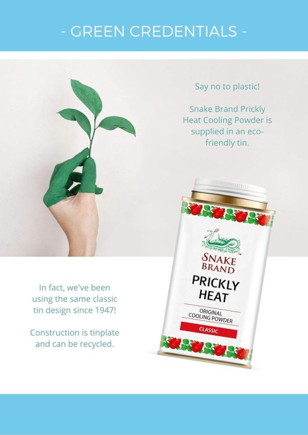 ⁦SNAKE BRAND Prickly Heat Cooling Body Powder 140g (Classic, Pack of 6)⁩ - الصورة ⁦4⁩