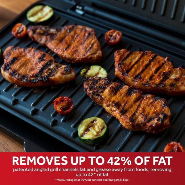 ⁦George Foreman Large Electric Fit Grill [Non stick, Healthy, Griddle, Toastie, Hot plate, Panini, BBQ, Energy saving, Vertical storage, Easy clean, Drip tray, Ready to cook light] Black, 2400W 25820⁩ - الصورة ⁦2⁩