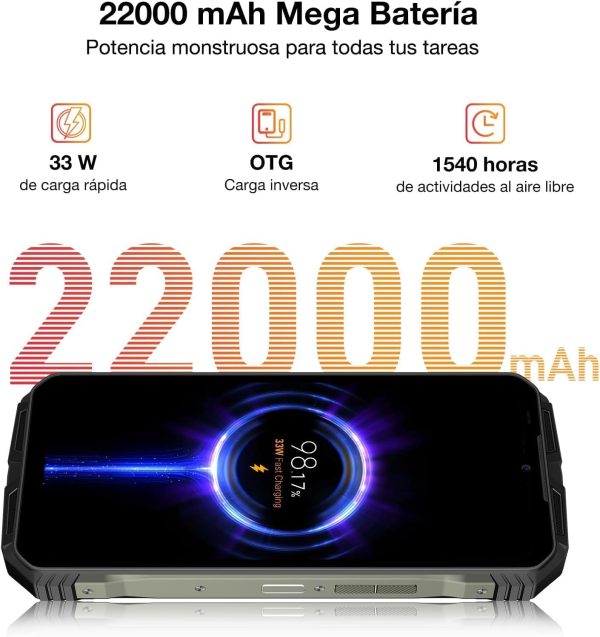 ⁦دوجي جوال في ماكس بلس 5G اندرويد 14 لجميع التضاريس 2024 36GB+512GB/TF 2TB 22000MAH/33 واط كاميرا رؤية ليلية 200MP + 20MP 6.55 انش FHD+120HZ NFC/GPS اسود حزام الذراع معدن بشريحتين⁩ - الصورة ⁦5⁩