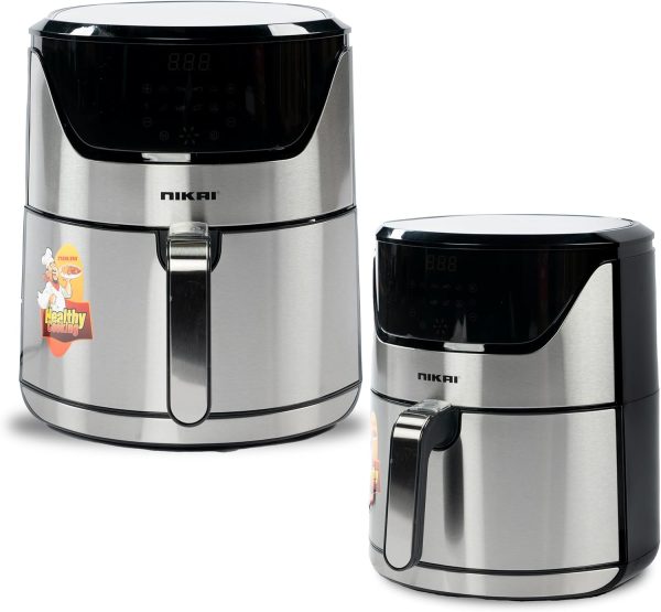 ⁦Nikai 6 Liter Digital Air Fryer, 1800 Watts, Auto Cut Off, Non-Stick Coating Pan, 60 min. timer, Detachable Frying Basket - NAF688DS⁩ - الصورة ⁦2⁩